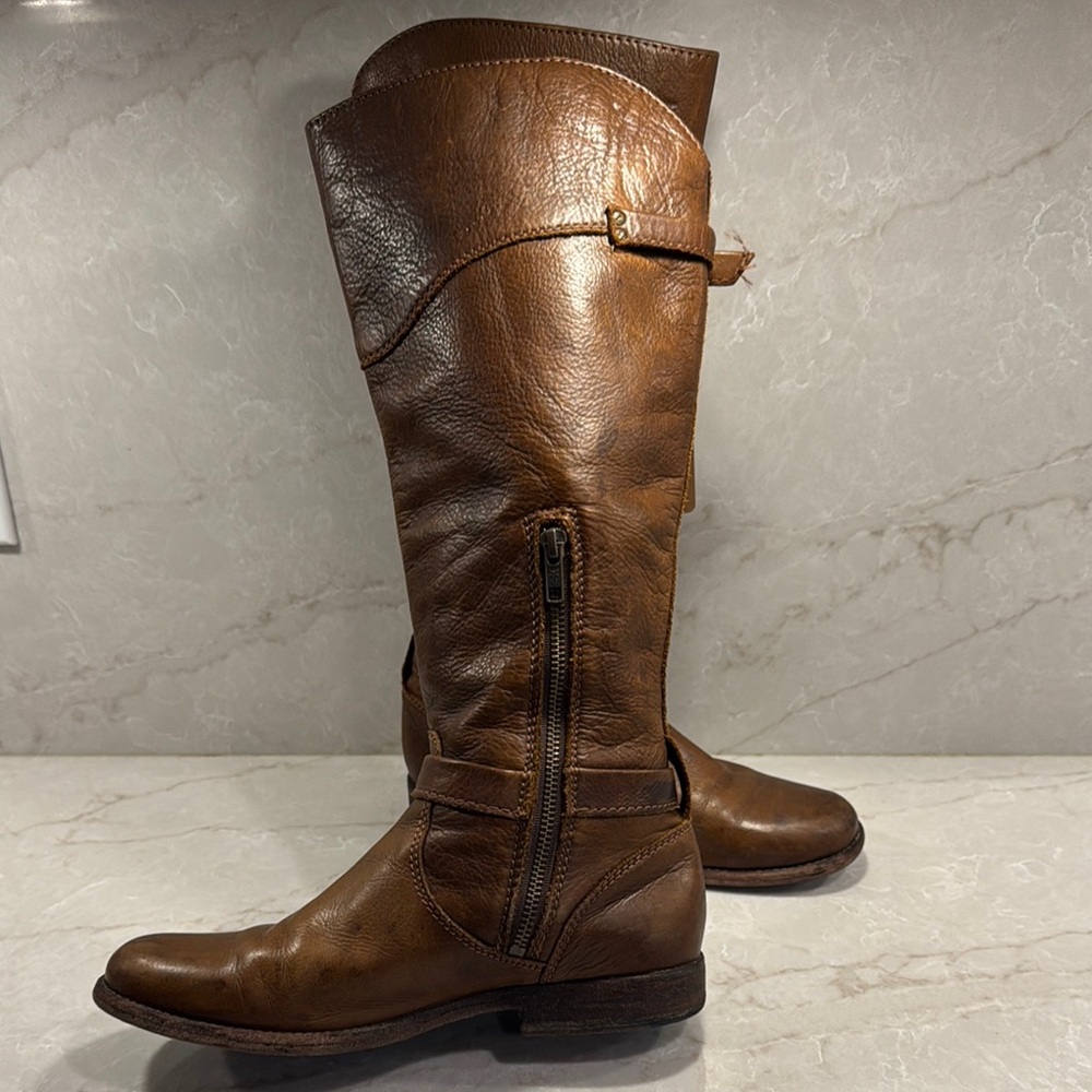 Frye Brown Leather Riding Boots - Picture 2 of 6